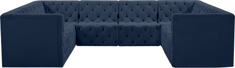 Luna Navy Velvet Modular Sectional Sec8A