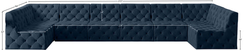 Luna Navy Velvet Modular Sectional Sec8B