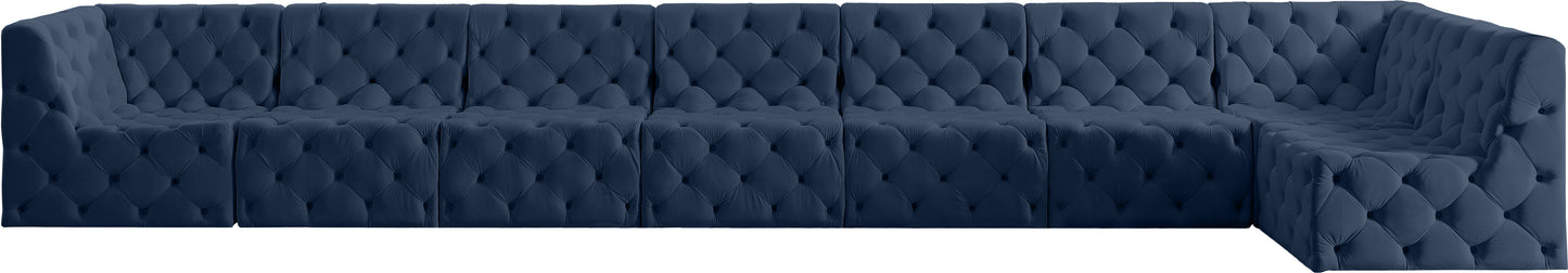 luna navy velvet modular sectional sec8c