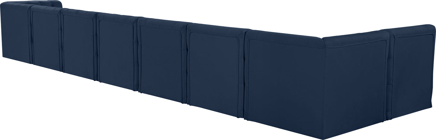 luna navy velvet modular sectional sec8c