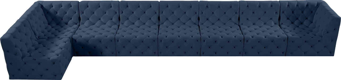 luna navy velvet modular sectional sec8c