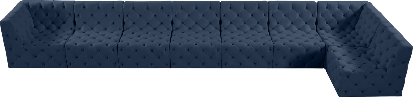 luna navy velvet modular sectional sec8c