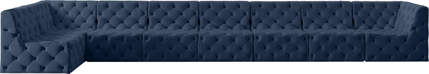 luna navy velvet modular sectional sec8c