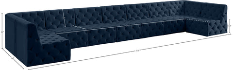 Luna Navy Velvet Modular Sectional Sec9A