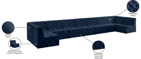 Luna Navy Velvet Modular Sectional Sec9A