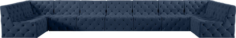Luna Navy Velvet Modular Sectional Sec9A