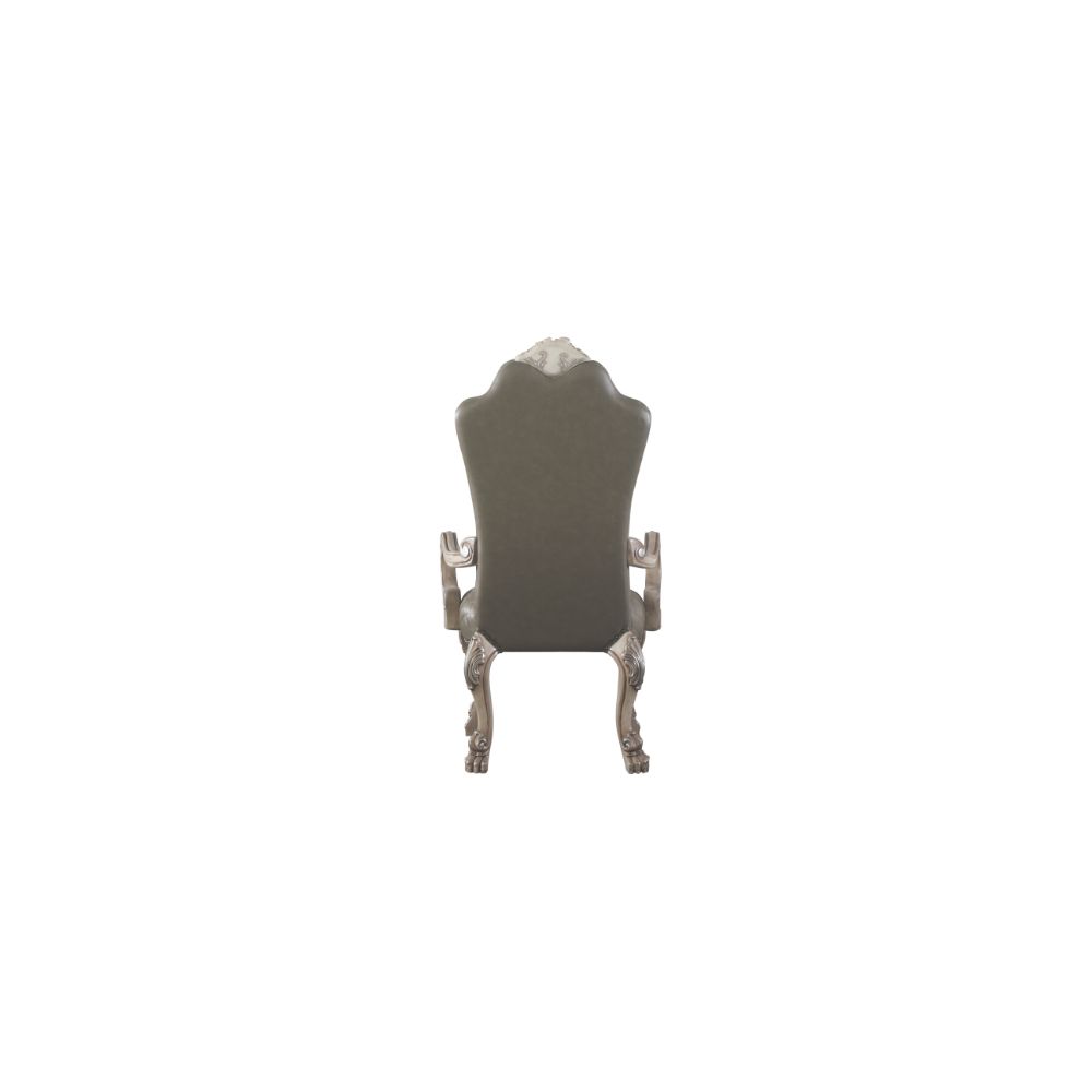 aditya arm chair (set-2), synthetic leather &vintage bone white finish