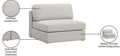 Barlow Beige Durable Linen Textured Fabric Armless Armless