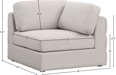 Barlow Beige Durable Linen Textured Fabric Corner Corner