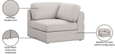 Barlow Beige Durable Linen Textured Fabric Corner Corner
