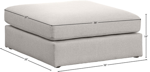 Barlow Beige Durable Linen Textured Fabric Ottoman Ott