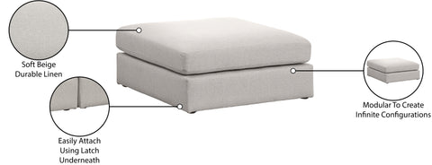 Barlow Beige Durable Linen Textured Fabric Ottoman Ott