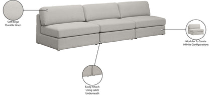 Barlow Beige Durable Linen Textured Fabric Modular Sofa S114B