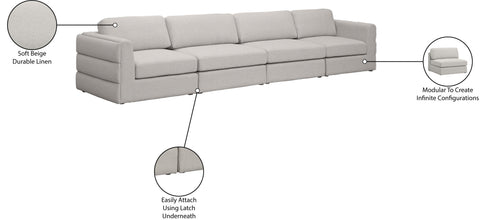 Barlow Beige Durable Linen Textured Fabric Modular Sofa S152A