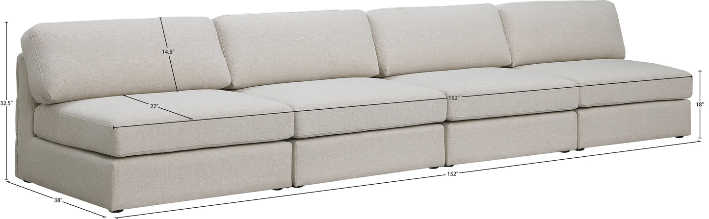 barlow beige durable linen textured fabric modular sofa s152b