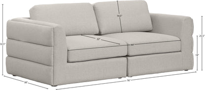 Barlow Beige Durable Linen Textured Fabric Modular Sofa S76A