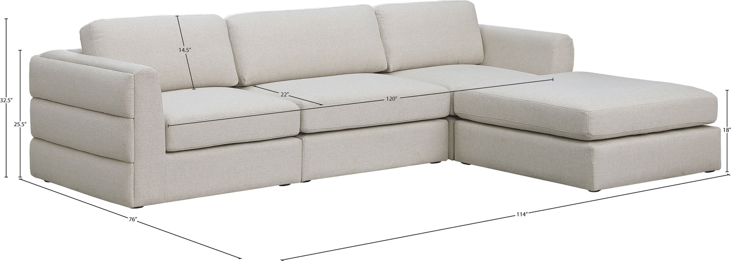 barlow beige durable linen textured fabric modular sectional sec4a