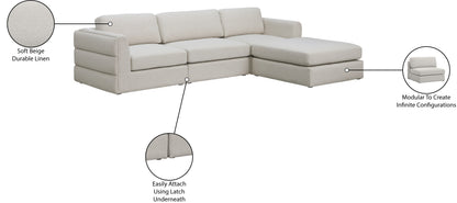 Barlow Beige Durable Linen Textured Fabric Modular Sectional Sec4A