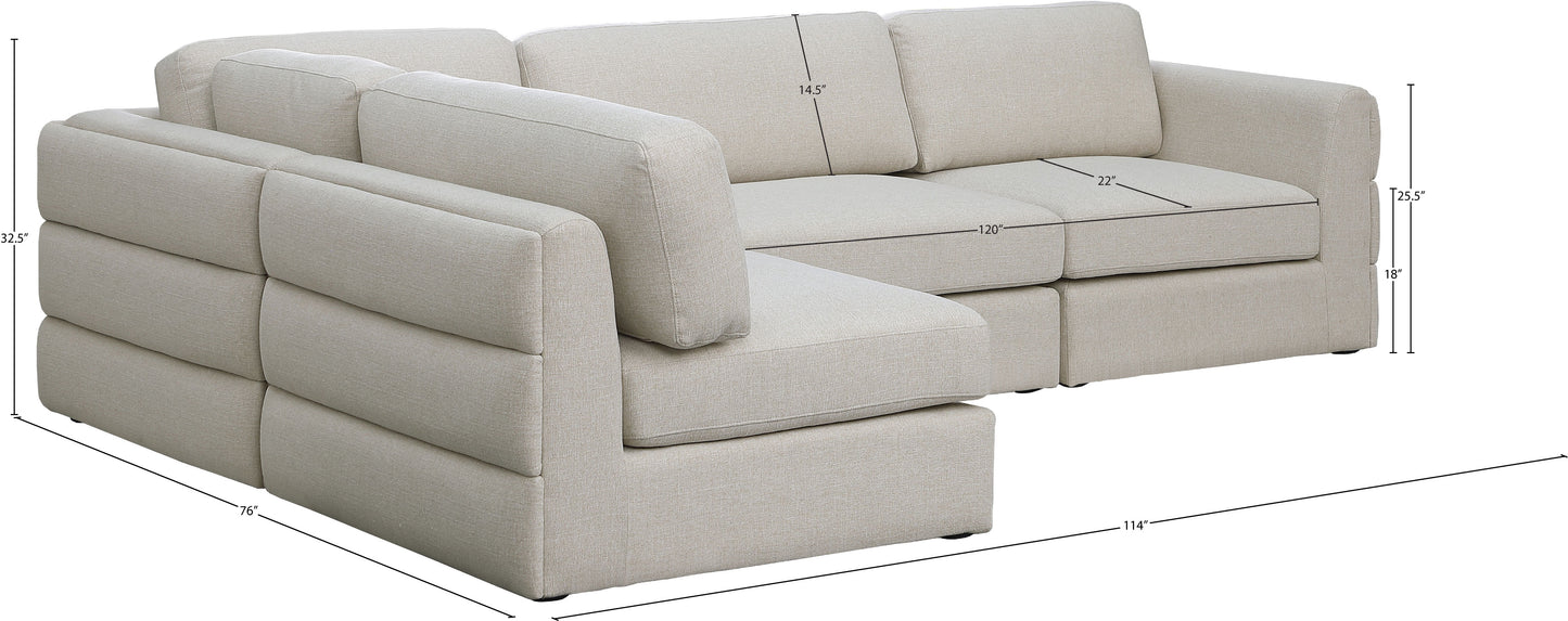 barlow beige durable linen textured fabric modular sectional sec4b