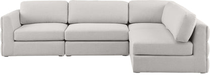 Barlow Beige Durable Linen Textured Fabric Modular Sectional Sec4B