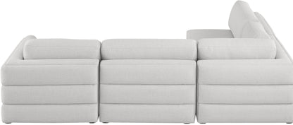 Barlow Beige Durable Linen Textured Fabric Modular Sectional Sec4B