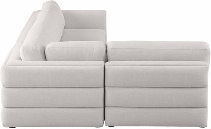 Barlow Beige Durable Linen Textured Fabric Modular Sectional Sec4B