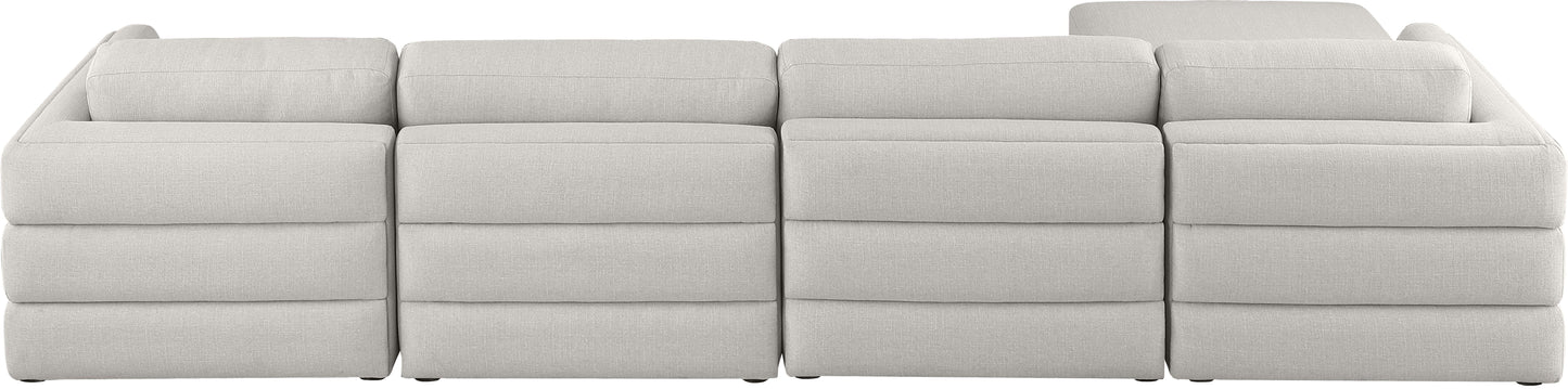 barlow beige durable linen textured fabric modular sectional sec5a