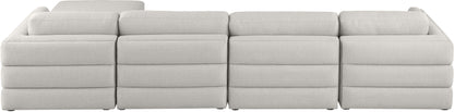 Barlow Beige Durable Linen Textured Fabric Modular Sectional Sec5A