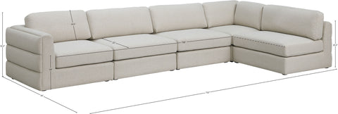 Barlow Beige Durable Linen Textured Fabric Modular Sectional Sec5B