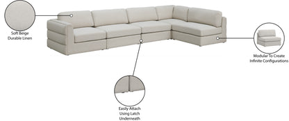 Barlow Beige Durable Linen Textured Fabric Modular Sectional Sec5B