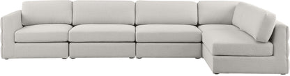 Barlow Beige Durable Linen Textured Fabric Modular Sectional Sec5B