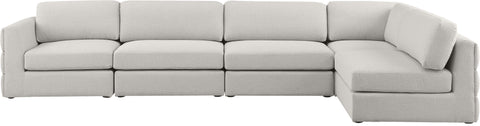 Barlow Beige Durable Linen Textured Fabric Modular Sectional Sec5B