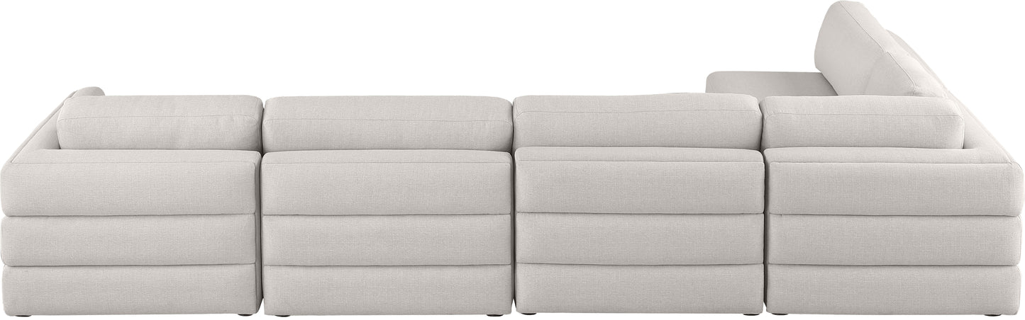 barlow beige durable linen textured fabric modular sectional sec5b