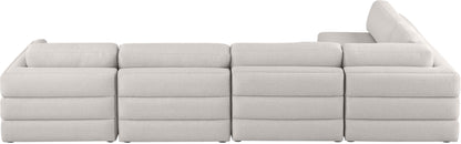 Barlow Beige Durable Linen Textured Fabric Modular Sectional Sec5B