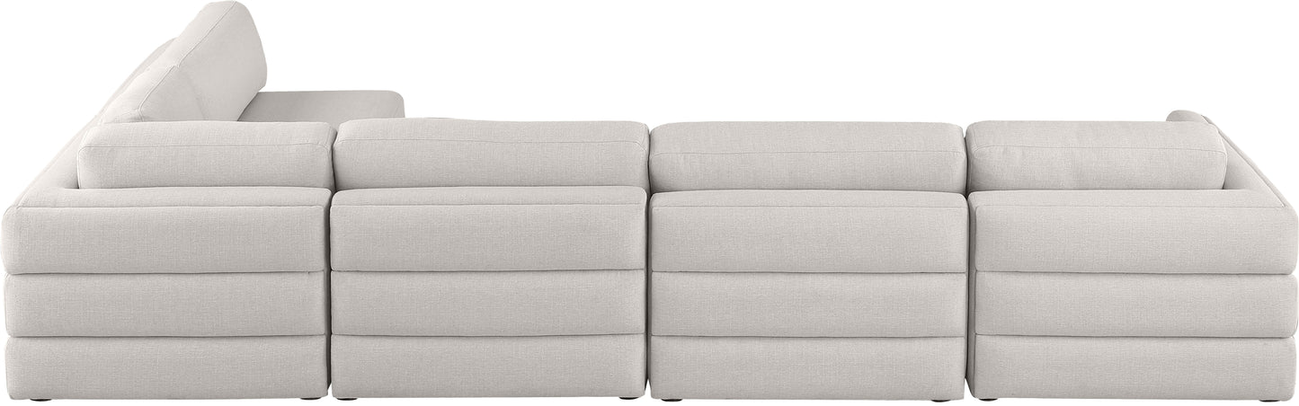 barlow beige durable linen textured fabric modular sectional sec5b