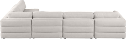 Barlow Beige Durable Linen Textured Fabric Modular Sectional Sec5B