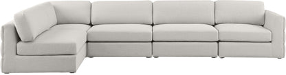 Barlow Beige Durable Linen Textured Fabric Modular Sectional Sec5B