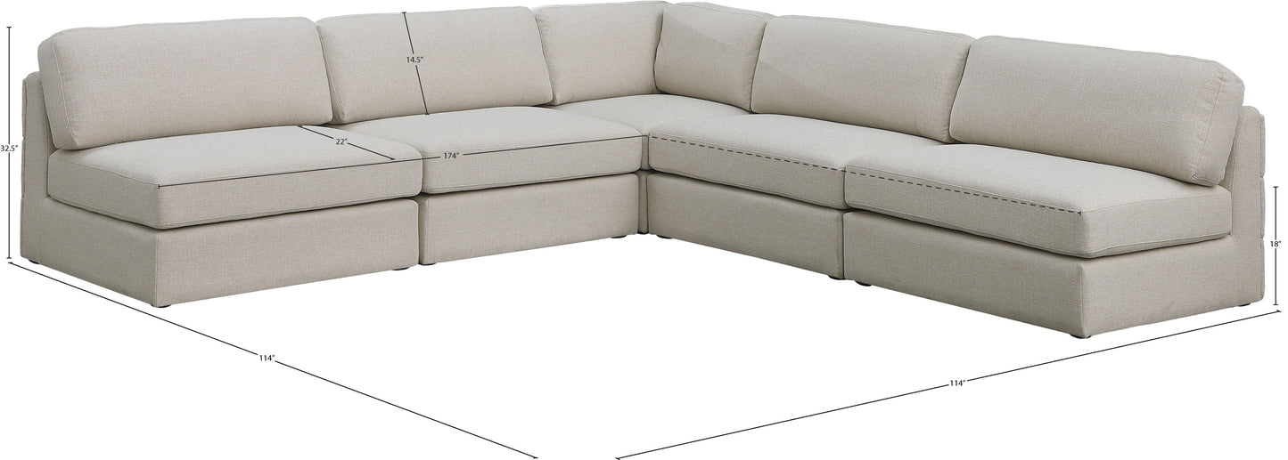 barlow beige durable linen textured fabric modular sectional sec5c