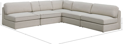 Barlow Beige Durable Linen Textured Fabric Modular Sectional Sec5C