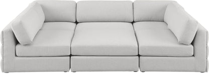 Barlow Beige Durable Linen Textured Fabric Modular Sectional Sec6A