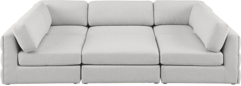 Barlow Beige Durable Linen Textured Fabric Modular Sectional Sec6A