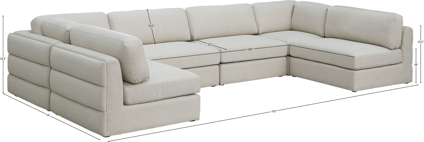 barlow beige durable linen textured fabric modular sectional sec6b