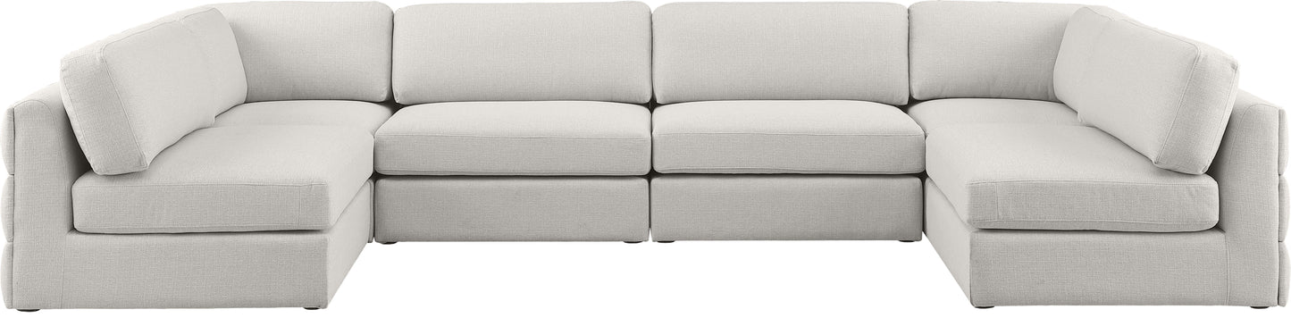 barlow beige durable linen textured fabric modular sectional sec6b