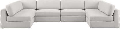 Barlow Beige Durable Linen Textured Fabric Modular Sectional Sec6B