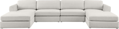 Barlow Beige Durable Linen Textured Fabric Modular Sectional Sec6C