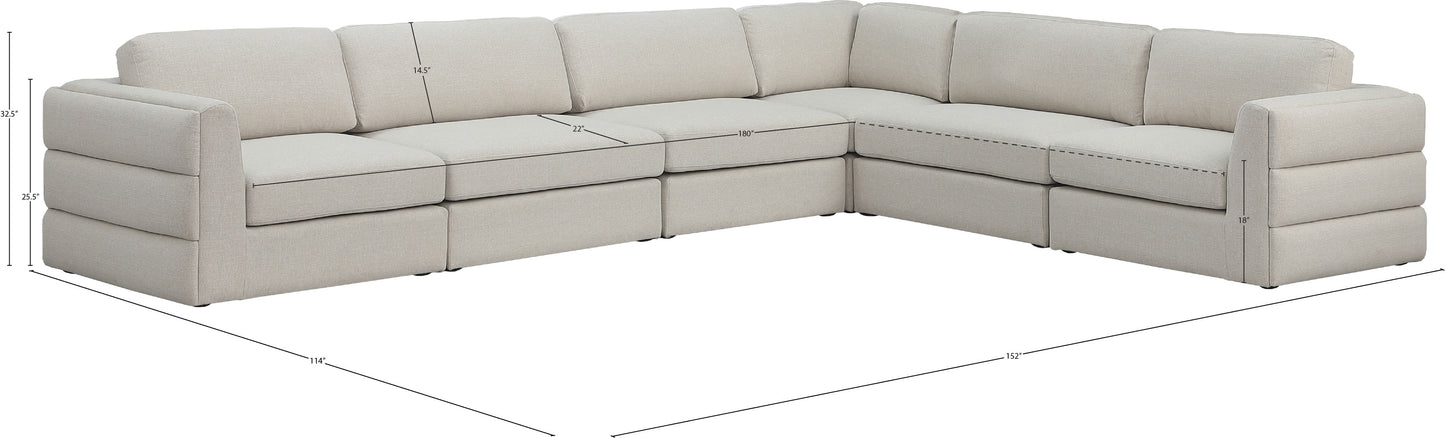 barlow beige durable linen textured fabric modular sectional sec6d