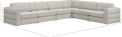 Barlow Beige Durable Linen Textured Fabric Modular Sectional Sec6D