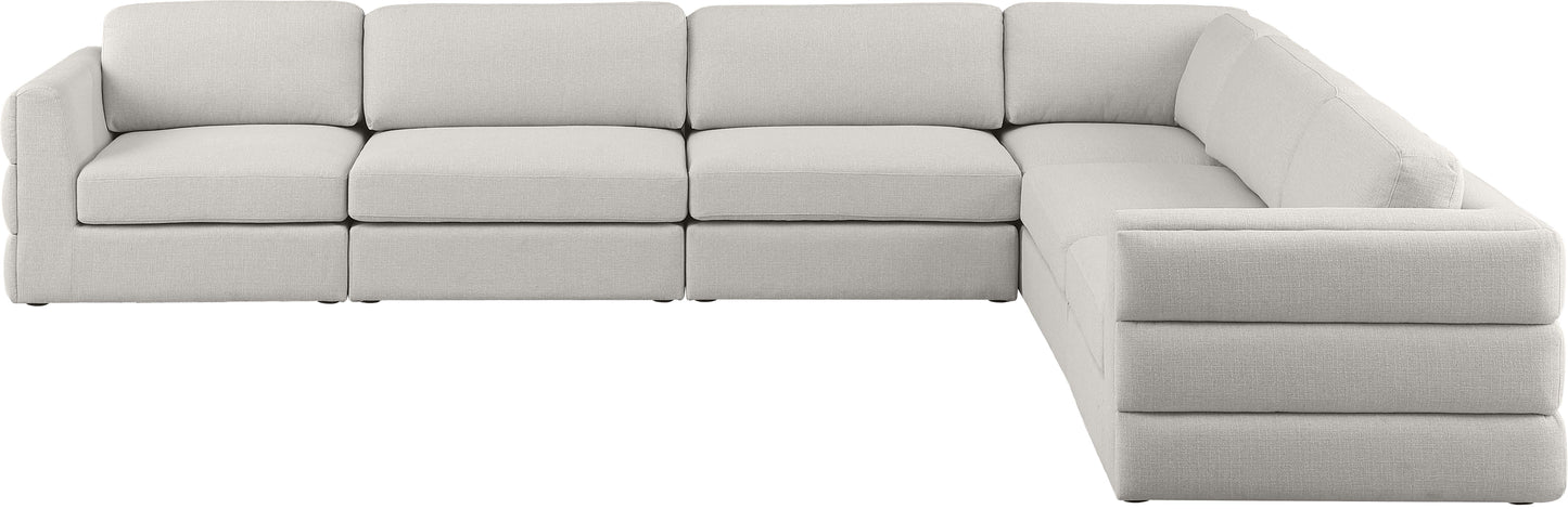 barlow beige durable linen textured fabric modular sectional sec6d