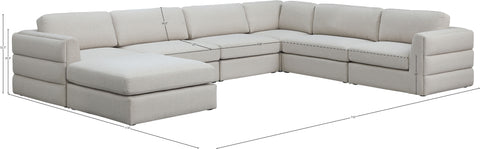Barlow Beige Durable Linen Textured Fabric Modular Sectional Sec7A