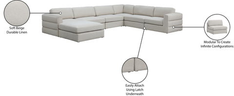 Barlow Beige Durable Linen Textured Fabric Modular Sectional Sec7A